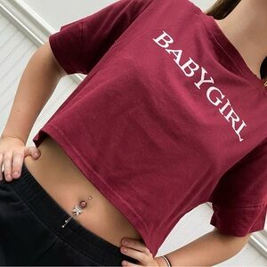 Baby Girl crop top size small Maroon Women’s tee t-shirt